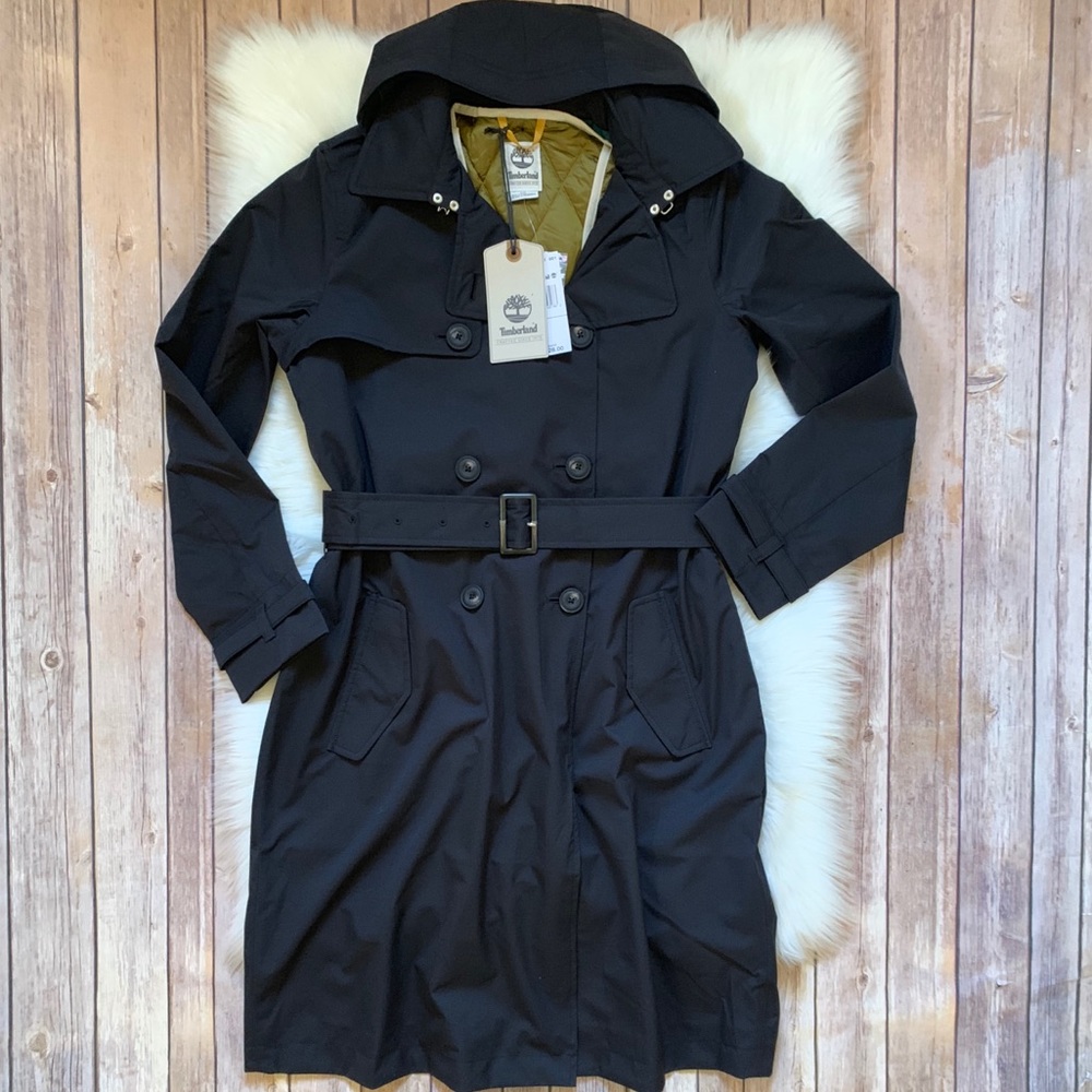 Timberland Black Waterproof Belted Trench Coat